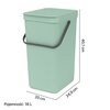 Kosz na śmieci BRABANTIA 211867 Sort & Go 16L Jasnozielony Pojemność [l] 16