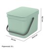 Kosz na śmieci do segregacji BRABANTIA Sort & Go 211768 otwierana pokrywa, wygodny  uchwyt, plastik 6L Jasnozielony Typ Uchylny