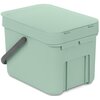 Kosz na śmieci do segregacji BRABANTIA Sort & Go 211768 otwierana pokrywa, wygodny  uchwyt, plastik 6L Jasnozielony Liczba komór 1