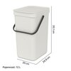 Kosz na śmieci BRABANTIA 213281 Sort & Go odchylane wieczko, do zawieszenia, tworzywo sztuczne 12L Jasnoszary Pojemność [l] 12