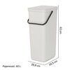 Kosz na śmieci BRABANTIA 214424 Sort & Go odchylane wieczko, do zawieszenia, łatwy w czyszczeniu 40L Jasnoszary Pojemność [l] 40