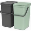 Kosze na śmieci uchylny BRABANTIA Sort & Go 214462 do segregacji, do zawieszenia 2x16L Szary, Zielony
