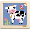Puzzle VIGA Na podkładce: Krówka 51313 (4 elementy) Rodzaj Drewniane