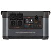 Czarna stacja zasilania z dwoma gniazdami elektrycznymi, wyświetlaczem pokazującym parametry takie jak "INPUT 200 WATTS", "OUTPUT 1300 WATTS", "80%", oraz różnymi portami USB i przyciskami. Na obudowie widnieje napis "PORTABLE POWER STATION 1300".