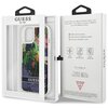 Opakowanie zawiera etui z motywem kwiatowym i brokatem, przeznaczone do telefonu Apple iPhone 13 Mini. Na opakowaniu widnieje logo "GUESS EST. 1981" oraz informacje o funkcjach etui, takich jak "Slim Profile", "Drop Protection" i "Easy Snap-On".