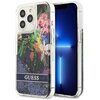 Etui GUESS Flower Liquid Glitter do Apple iPhone 13 Pro Niebieski