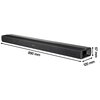 Czarny soundbar o wymiarach 890 mm długości, 120 mm szerokości i 67 mm wysokości, z widocznym logo "DENON" na przedniej części. Produkt posiada teksturę materiału na obudowie oraz oznaczenia wymiarów na zdjęciu.