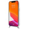 Opakowanie zawiera przezroczyste etui na telefon z napisem "GUESS" na srebrnym pasku oraz pasek na ramię. Na opakowaniu widnieje tekst: "A fashionable and elegant protective case for your mobile phone" oraz ikony z opisami: "Slim profile", "Drop protectio