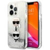 Etui KARL LAGERFELD Liquid Glitter Karl&Choupette Head do Apple iPhone 13 Pro Srebrny