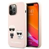 Etui KARL LAGERFELD Silicone Ikonik Karl & Choupette MagSafe do Apple IPhone 13 Pro Jasnoróżowy