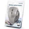 Opakowanie przedstawia bezprzewodową mysz optyczną z logo "gembird" oraz napisem "Wireless optical mouse". Na opakowaniu znajdują się ikony i teksty informujące o funkcjach: "Wireless", "DPI switch" oraz "USB receiver included".