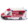 Model samochodu strażackiego w kolorze czerwono-białym z napisem "FEUERWEHR 112" oraz grafiką przedstawiającą linię życia. Na drzwiach widnieje napis "RTW 1" oraz logo "GIESEN".