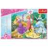 Opakowanie puzzli przedstawia cztery postacie w kolorowych sukniach na tle ogrodu z różami, z widocznym napisem "Disney Princess" oraz "Trefl Puzzle 3+" i logo Trefl. Na górze znajduje się symbol puzzla z liczbą "30".