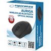Opakowanie przedstawia czarną mysz bezprzewodową z technologią Bluetooth, oznaczoną jako "AURIGA WIRELESS 6D BLUETOOTH OPTICAL MOUSE". Na opakowaniu znajdują się informacje: zasięg 10 metrów, 6 przycisków, rozdzielczość 1600 DPI oraz kompatybilność z PC i