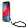 Przezroczyste etui na telefon z widocznym ekranem, na którym wyświetlana jest godzina 9:41 oraz data "Tuesday, August 7". Do etui przymocowany jest czarny sznurek z koralikami, zakończony metalowym zapięciem.