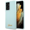 Etui GUESS Silicone Script Metal Logo do Samsung Galaxy S21 Ultra Niebieski