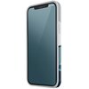 Etui na telefon w kolorze niebieskim, przeznaczone dla modelu Apple iPhone 12 mini, jest widoczne na zdjęciu. Produkt ma gładką powierzchnię z wycięciami na przyciski i aparat.