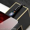 Na zdjęciu znajduje się czerwony kabel pleciony USB - Micro USB z widocznymi kolorowymi przewodami i chipem, podłączony do urządzenia. W dolnej części zdjęcia widoczny jest napis: "Wysokiej jakości chipy".