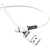 Biały kabel USB z końcówkami USB i Micro USB, z widocznym logo "USAMS" na jednej z wtyczek. Kabel ma czarne akcenty przy złączach.