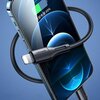Na zdjęciu widoczny jest czarny kabel USB z końcówką Lightning, owinięty wokół smartfona z wyświetlaczem pokazującym poziom naładowania baterii 49%. Na kablu znajduje się napis "USAMS".