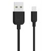 Czarny kabel USB-Lightning o długości 1 metra, z widocznymi dwoma końcówkami: USB z dużą literą "U" oraz Lightning z napisem "USAMS".