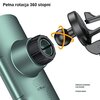 Zielony uchwyt na telefon z funkcją ładowania bezprzewodowego, z widocznym mechanizmem obrotowym, umożliwiającym pełną rotację 360 stopni. Na zdjęciu widoczny jest tekst: "Pełna rotacja 360 stopni" oraz "WIRELESS CHARGING CAR HOLDER STAROD SERIES".
