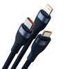 Kabel USB - Lightning/Micro USB/USB-C BASEUS Flash Series 100W 1.2 m Niebieski Rodzaj Kabel