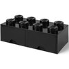 Pojemnik na LEGO z szufladkami Brick 8 Czarny 40061733