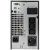 Tył zasilacza UPS z widocznymi portami RS232, USB, EPO, oraz gniazdami wyjściowymi, oznaczeniami "INTELLIGENT SLOT" i "OUTPUT SOCKET". Na obudowie znajdują się także oznaczenia "+24VDC 45A EXT. BATTERY" oraz symbol CE.