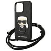 Etui KARL LAGERFELD Leather Monogram Patch and Cord Iconik do Apple iPhone 13 Pro Czarny Dominujący kolor Czarny