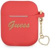 Etui na słuchawki GUESS Silicone Charm Heart Collection Czerwony