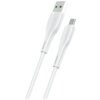 Biały kabel USB z końcówkami USB i Micro USB, o długości 1 metra, marki USAMS U38. Końcówki mają zielone elementy wewnętrzne.