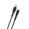Czarny kabel USB z końcówkami USB i USB-C, o długości 1 metra, z widocznymi detalami na złączach. Kabel jest oznaczony jako model USAMS U38 25W.