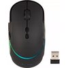 Czarna mysz komputerowa z podświetleniem LED w kolorze niebieskim, posiada dwa przyciski oraz rolkę przewijania. Obok myszy znajduje się mały odbiornik USB, a na myszce widoczny jest napis "BLOW".