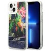 Etui GUESS Flower Liquid Glitter do Apple iPhone 14 Niebieski