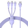 Kabel USB - Lightning/Micro USB/USB-C BASEUS Flash Series 100W 1.2 m Fioletowy