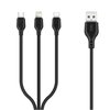 Kabel USB - Lightning/Micro USB/USB-C XO NB103 3w1 2.1A 1 m Czarny