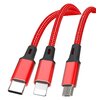 Kabel XO NB173 3w1 2.4A 1.2 m Czerwony Typ USB - Micro USB