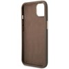 Opakowanie zawiera brązowe etui z wzorem 4G i złotym logo "Guess" na dole. Na opakowaniu widnieją napisy: "Mobile phone accessory", "Drop protection", "Slim profile", "Easy snap-on", oraz logo "Guess" z datą "Est. 1981".