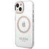 Etui GUESS Metal Outline MagSafe do Apple iPhone 14 Przezroczysto-złoty Seria telefonu iPhone
