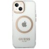 Etui GUESS Metal Outline MagSafe do Apple iPhone 14 Przezroczysto-złoty Model telefonu iPhone 14
