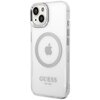 Etui GUESS Metal Outline MagSafe do Apple iPhone 14 Przezroczysto-srebrny Seria telefonu iPhone
