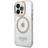 Etui GUESS Metal Outline MagSafe do Apple iPhone 14 Pro Przezroczysto-srebrny Seria telefonu iPhone