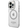 Etui GUESS Metal Outline MagSafe do Apple iPhone 14 Pro Max Przezroczysto-srebrny Seria telefonu iPhone