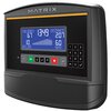 Czarny panel sterowania z wyświetlaczem LCD pokazującym dane: "CALORIES 67", "DISTANCE 2.07", "INCLINE 10", "MPH 6.0" oraz czas "13:49". Poniżej znajdują się przyciski funkcyjne i numeryczne, a na górze widoczne jest logo "MATRIX".
