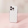 Przezroczyste etui na telefon z kolorowymi, drobnymi ozdobami rozmieszczonymi równomiernie na powierzchni. Na dole etui widoczny jest napis "coehl".