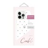 Opakowanie etui UNIQ Coehl Solitaire do Apple iPhone 14 Pro Max jest w kolorze różowym z przezroczystym okienkiem, przez które widać etui ozdobione kolorowymi kryształkami. Na opakowaniu znajdują się napisy: "SOLITAIRE", "Premium 3D Illume™ Crystals", "14