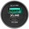 Ładowarka samochodowa XLINE CC502 QC3 18W + PD3 25W Czarny Moc wyjściowa [mA] 3000