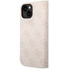 Etui na telefon w kolorze różowym z wzorem 4G i złotym logo. Produkt przeznaczony jest do Apple iPhone 14.