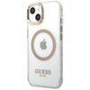 Etui GUESS Metal Outline MagSafe do Apple iPhone 13 Przezroczysto-złoty Seria telefonu iPhone